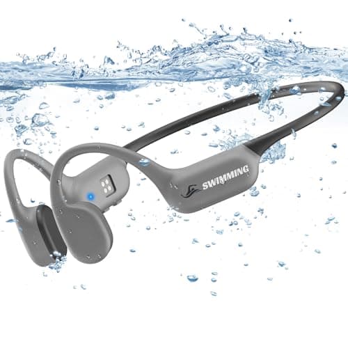 Casque Conduction Osseuse Bluetooth 5.4, Écouteur Natation sans Fil, mémoire 32 Go intégrée, Lecteur MP3 Étanche IP68, Ecouteur Waterproof Natation, Ecouteur Piscine pour Cyclisme, Sport, Natation