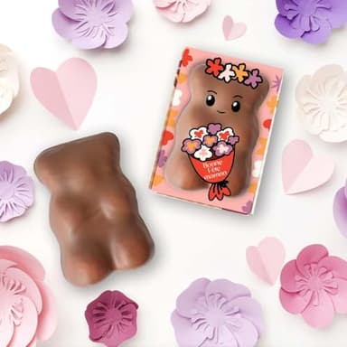 Chocodic Coffret Fête des Mères, Maman Maxi Ourson Guimauve Vanille enrobé de chocolat Lait, Cadeau Artisanal, Chocolat au Lait