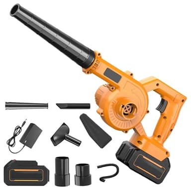 Souffleur de Feuilles sans Fil 21 V avec Batterie Et Chargeur, Souffleur sans Fil, Nettoyage DéNeigement Souffleurs De Feuilles pour Feuilles De Jardin,Les Copeaux De Bois (Jaune, 1 Batterie)