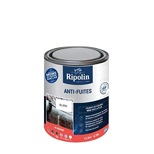 RIPOLIN - Revêtement Anti-Fuites Multi-Supports - Surfaces Extérieures Non Circulables - Blanc - 0,75 Litre