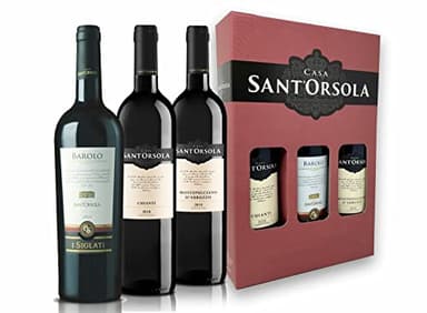 Sant'Orsola Barolo DOCG + Chianti DOCG + Montepulciano DOC d'Abruzzo Vin Rouge Italien avec Coffret Cadeau - 3X75 cl