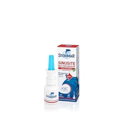 STÉRIMAR Sinusite Nez Très Bouché - Pompe nasale Décongestionnante, Agit en Moins d'1 Minute, à l'Eau de Mer 100% Naturelle & Cuivre/Eucalyptus/Acides Hyaluroniques, Formule Hypertonique, 20 ml