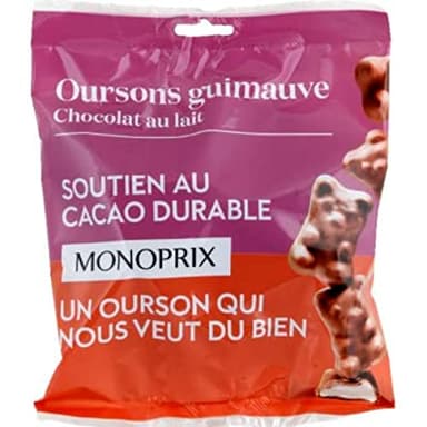 Monoprix Oursons guimauve chocolat au lait - Le paquet de 200 g