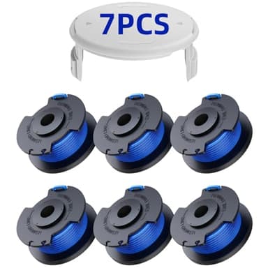 Eventronic 7 Pack Bobine Fil Coupe Bordure remplacements pour Ryobi One + AC14RL3A 18v 24v 40v Coupe Bordures, Bobine Ø 1,6mm, Longueur 20,11m (6 Bobine Fil Coupe Bordure,1 Couvercle)