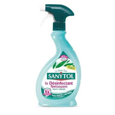 sanytol - désinfectant nettoyant multi-usages - parfum eucalyptus - 500 ml- sans javel, testé dermatologiquement – nouvelle formule 5X plus nettoyante