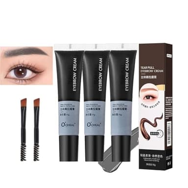 3pcs Gel pour Sourcils à Décoller avec un Pinceau, Gel de Tatouage pour Sourcils Semi-permanent, Teinte Imperméable pour Sourcils, Couleur Rapide, Maquillage Imperméable Longue Tenue (04#)