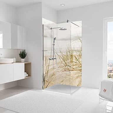 Schulte pack lot de 2 panneaux muraux, 2 x 90 x 210 cm, revêtement salle de bain douche, surface 3.78 m², épaisseur panneaux 3 mm, dune de la Mer du Nord en remplacement du carrelage sans joints