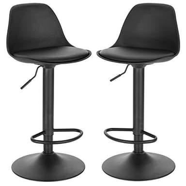 EUGAD Tabourets de Bar Lot de 2 pivotant,Tabouret de Bar en Cuir synthétique réglable en Hauteur,Noir 0651BY-2