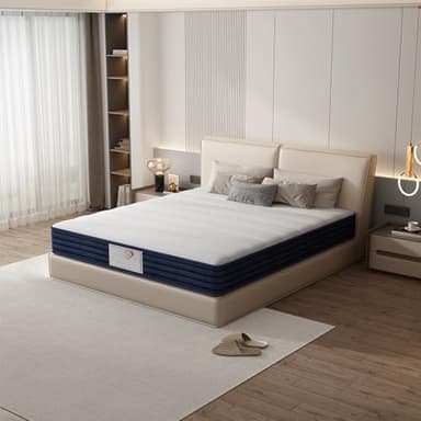 TEENO Matelas à Ressorts 140x190, 22 cm d'épaisseur, Mousse à mémoire de Forme, 7 Zones de Confort, résistant et Durable, Support à Haute résilience, Respirant