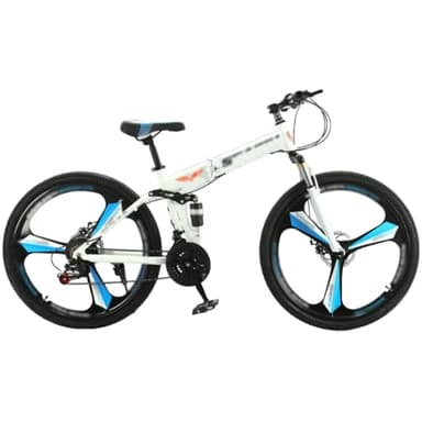 VTT Pliable 24"/26" À Double Suspension, Cadre en Acier Carbone 21 Vitesses, Selle Réglable en Hauteur, Vélo De Sport pour Adultes, Hommes, Femmes Et Adolescents. A,24in