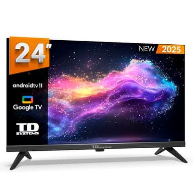 TD Systems - Smart TV 24 Pouces, Google TV, Télévision TNT HD, Android 11, Modèle 2025, Télévision avec 2 Ans de Garantie - PRIME24K20GLE