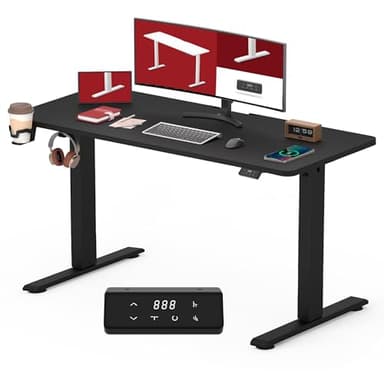 SANODESK QS1 Bureau Assis Debout Électrique 110x60 cm Plateau Complet, Bureau Debout Réglable en Hauteur, Panneau Clavier Contrôle à Fonctions Mémoires, Fonction de Rappel de Sédentarité, Noir