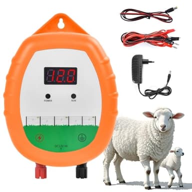 10 km Électrificateur électrique de clôture, clôture électrique de 12 V, double sortie de l'écran LCD et tension d'entrée, pour animaux