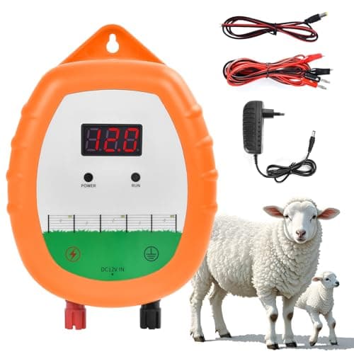 10 km Électrificateur électrique de clôture, clôture électrique de 12 V, double sortie de l'écran LCD et tension d'entrée, pour animaux