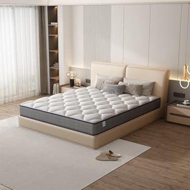 TEENO Matelas 140x190 cm Ressorts Ensaches, Matelas à mémoire de Forme et Ressorts,Matelas Ergonomique,Respirant,Hypoallergénique,Confort Ultra Moelleux,Soutien à Haut Rebond,140 x 190 x 20cm