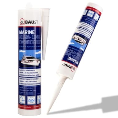 dubaust BOT24 Mastic adhésif marin pour bateau, bateau, yacht, intérieur et extérieur, résistant aux UV, adhérence sur toutes les surfaces, mastic d'étanchéité, cartouche de 290 ml, blanc
