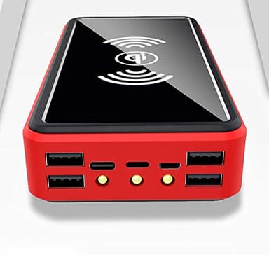 YW Chargeur sans Fil Solaire Portable 100000Mah Power Bank - Batterie Externe avec Indicateur D'état LED, Powerbank Haute Capacité, pour Iphone, Android, Rouge