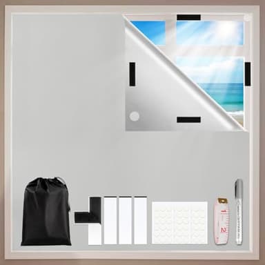 Gaeymy Store Occultant sans Percage, 200x148cm Rideau Occultant Pare Soleil Fenetre de Toit Maison, Anti Chaleur Tissu Isolant Thermique au Metre, 100% Blackout Matériau Blanc