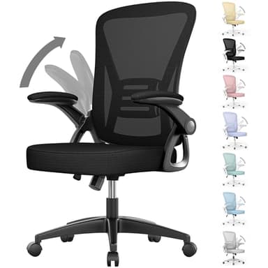 naspaluro Chaise Bureau avec Accoudoir Réglable, Fauteuil Ergonomique en Maille Respirante avec Soutien Lombaire, Dossier Inclinable et Hauteur Réglable, Roulette Pivotant à 360°, Noir