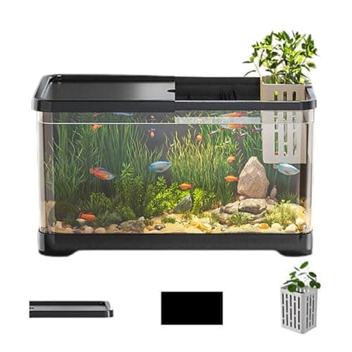 Kit de Démarrage d'Aquarium Polyvalent - Pour Poissons Rouges, Méduses, Guppy - Petit Ensemble Décoratif d'Eau Salée Avec Panier