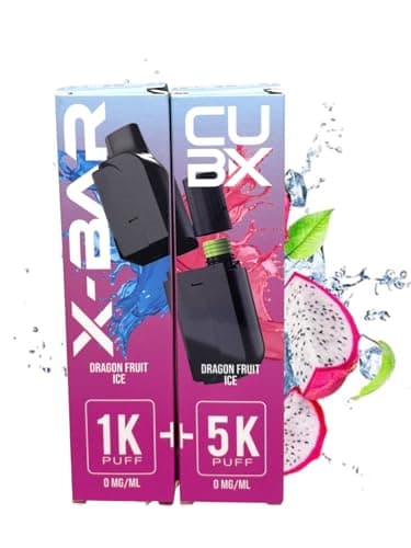 CUBX- double pod remplissable (batterie non incluse) sans nicotine ni tabac, Vente interdite aux personnes âgées de moins de18 ans (saveur : Fruit du Dragon Glacé)