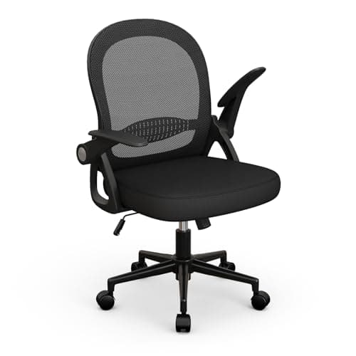 rattantree Chaise Bureau, Fauteuil de Bureau avec Soutien Lombaire, Chaise Ergonomique en Maille Respirante, Chaise Pivotante Accoudoirs et Hauteur Réglables pour Bureau à Domicile, Noir