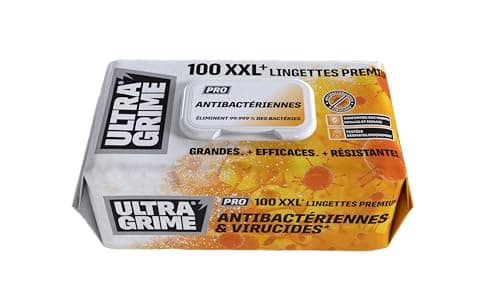UltraGrime Pro Antibactériennes | Lingettes antibactériennes industrielles pour la désinfection et l'élimination de la saleté de toutes les surfaces | 100 lingettes humides XXL, 38 cm x 25 cm