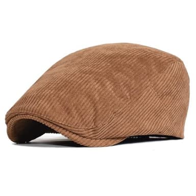 oonui Beret Homme Automne Et Hiver Velours Côtelé Homme Ivy Cap Papa Casual Gavroche Chapeau Femmes Grande Taille Béret,Marron,56-60Cm