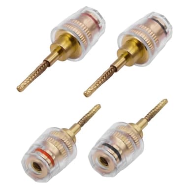 XMSJSIY Lot de 2 paires de fiches banane femelle de 4 mm vers connecteur tressé de 2 mm, adaptateur audio HiFi audio noir et rouge, connecteur banane pour amplificateur, haut-parleur, système audio