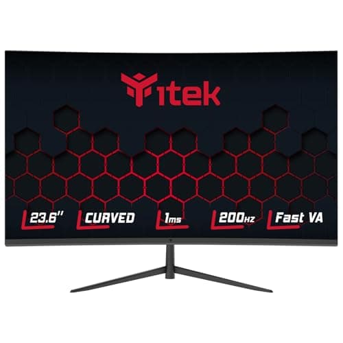 iTek Moniteur GGC - 23,6" incurvé, 1920 x 1080 FHD, Panneau VA, 200 Hz, réponse 1 ms, connexions HDMI et DP, Adapt Sync
