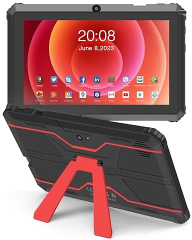 Haehne Tablette Android, Tablette 7 Pouces, avec Support, Compatible avec Une Carte TF de 256 Go, Rouge, Q88A