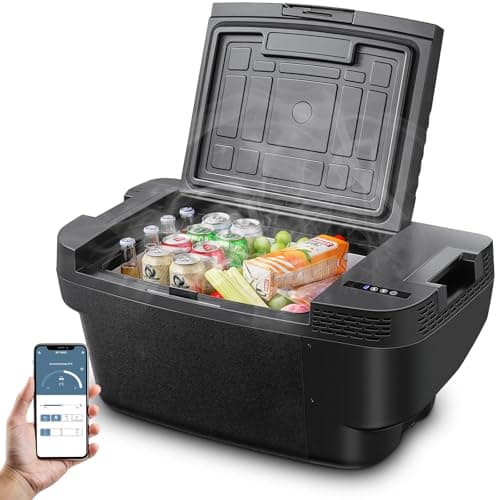 AAOBOSI Glacière à Compression pour Véhicules Tesla Model Y, Portable Glaciere Electrique 12v 220v Anti-Vibration, jusqu'à -20 °C, Contrôle par Application, pour l'Extérieur, les Voyages, le Camping