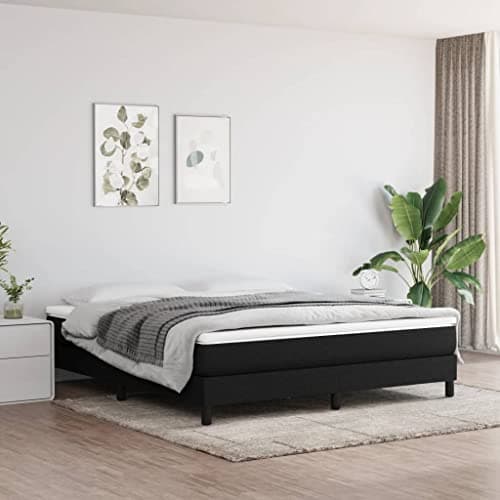 HOMTAKIE Cadre de lit sans Matelas Noir 160x200x25 cm Tissu Meuble de Couchage sommier tapissier Cadre de lit Double sommier tapissier