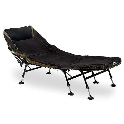 CampFeuer Chaise Longue pour pêche à la Carpe XXL 210 x 85 x 45-60 cm | Chaise de pêche Longue avec 8 Pieds à Hauteur réglable | Chaise Pliable, Confortable, rembourré pour pêche à la Carpe