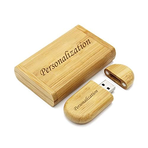 Clé USB personnalisée et boîte cadeau en bois – Sticks à mémoire et boîte en bois avec texte au choix – Lecteur flash – Stockage de données – Idée cadeau (bambou 16 Go)