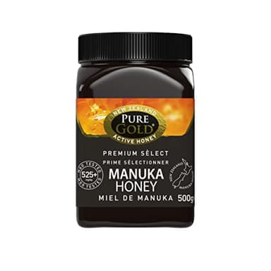 PURE GOLD - Miel de Manuka, Certifié MGO 525+, Antibactérien, Anti-inflammatoire & Cicatrisant, Renforce les Défenses Immunitaires, Pot de 500g