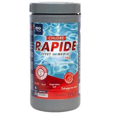 EDENEA - Chlore Rapide Piscine - Chlore Choc - Spécial Eaux Vertes - Boite 1kg - Pastilles 20g - Effet Immediat - EDG