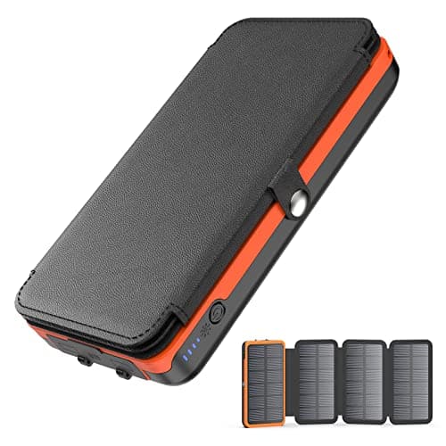 Batterie Externe Solaire Chargeur Solaire - BRENCIL 27000mAh Power Bank Solaire 22,5W Chargement Rapide Chargeur de Téléphone Portable avec 4 Panneaux Solaires USB pour Téléphones Tablettes Camping