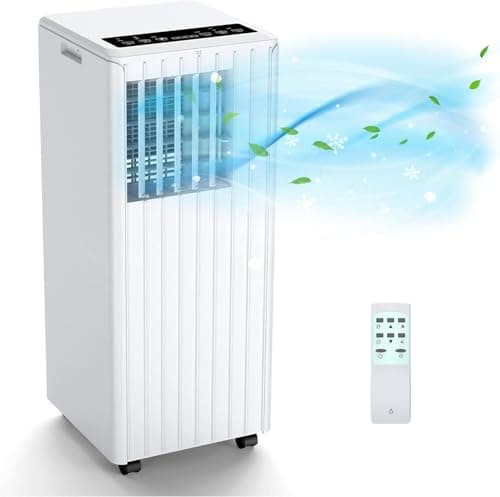 Climatiseur Mobile Silencieux Portable 3-en-1 7000 BTU fonction de refroidissement de ventilation et de déshumidification avec ventilateur à 2 vitesse minuterie de 24 heures [Classe énergétique A]