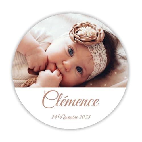 Stickers Autocollants Personnalisés et Personnalisables avec Photo Naissance Anniversaire Baptême pour Toutes les Célébrations