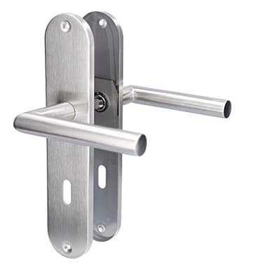 Alpertec 28015500 Ensemble de rénovation Conte-LS en acier inoxydable pour portes de chambre Ensemble de poignées de portes