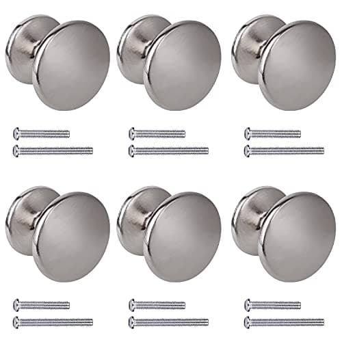 BIGLUFU Boutons de Porte Rond Boutons de Tiroir 27mm Poignées de Meuble pour Placard Armoire Cuisine (6, argent)