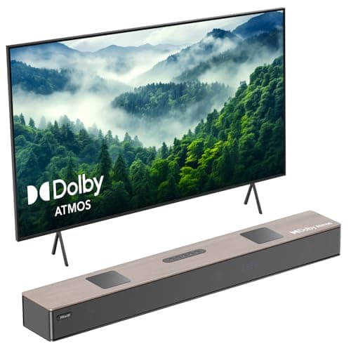 Hiwill 5.2.2 Barre de Son Dolby Atmos en Bois, 400W Tout-en-Un Home Cinema Enceintes pour Téléviseur avec Double Caisson de Basses Intégré, 2 Haut-parleurs Orientés vers Le Haut, WoNoble A502
