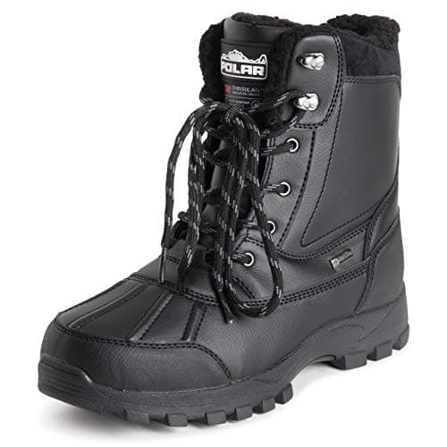 Polar Hommes Thinsulate Doublée Imperméable Bande De Roulement Profonde Caoutchouc Thermique L'hiver Bottes De Neige - Noir - UK10/EU44 - YC0693