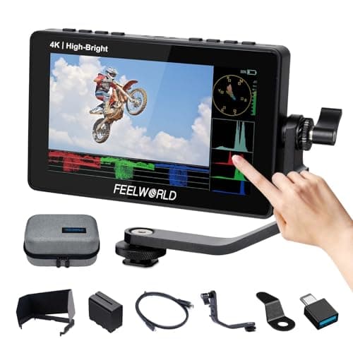 FEELWORLD F5 Prox Moniteur Champ de Caméra 5.5" 1600nit Écran Tactile HDR LUT 3D Forme d'onde Portée Vectorielle 1920x1080 4K HDMI DSLR Vidéo Peaking avec F970 6600 mAH Batterie 5V Type-c Entrée