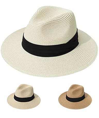 Yutdeng Chapeau Panama Homme Femme Chapeau de Paille Panama Casquette Été Printemps Large Bord Chapeau de Soleil Anti-UV pour Plage Voyage Panama Hat Respirable