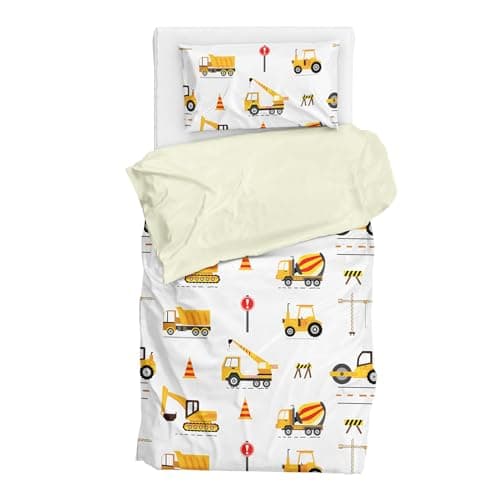 DJDEA Housse de Couette 120x150 Enfant Truck - Housse de Couette 1 Personne Garçon avec Taie d'oreiller 40x60 avec Fermeture à glissière - Microfibre
