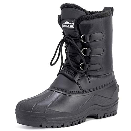 Hommes Boue Lacer Court Nylon Hiver Neige Pluie Lacer Canard Bottes - BLK42 - AYC0141