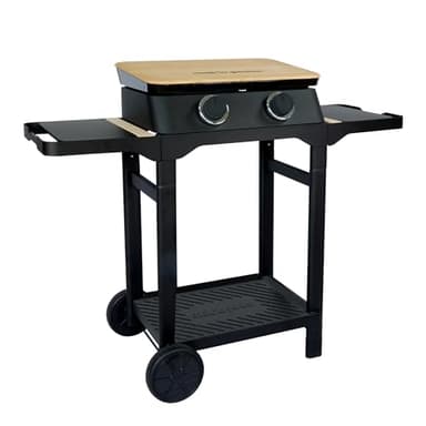 Cook'in garden - Plancha sur Chariot DUNE 60 SC à Gaz 4W - Plaque Fonte Émaillée - 2 Brûleurs Inox - Bac Récupérateur - Idéal 10 Personnes - Garantie 2 Ans