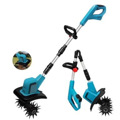 Motobineuse Électrique pour Batterie Makita 18V, Motobineuse sans Fil, Largeur/Profondeur de Travail 10/25 cm,360rpm, Pliable, Tube Télescopique, pour Jardins et Cours (sans Batterie)